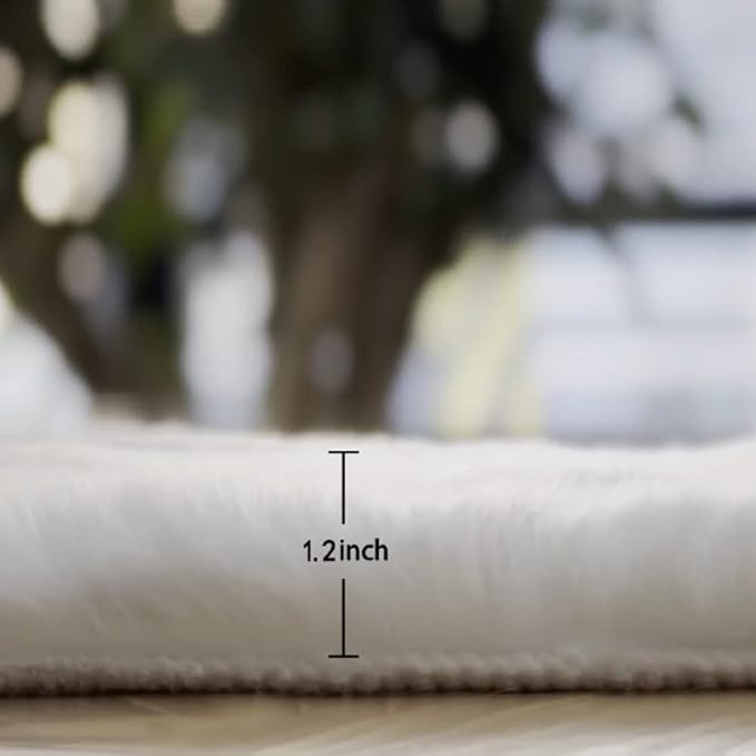 ORINOVA White Fluffy Living Room Rugs 6x9 Area Rug Washable Shag Rugs - Image 2