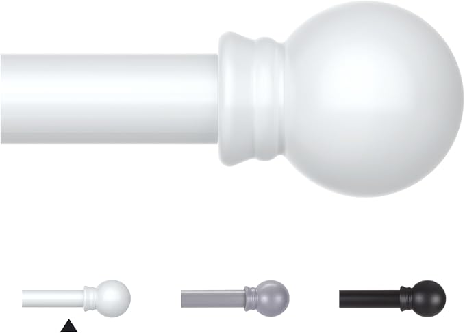 Thestoa Curtain Rods for Windows 30-46 Inch, 5/8" White Curtain Rods, Stainless by Thestoa