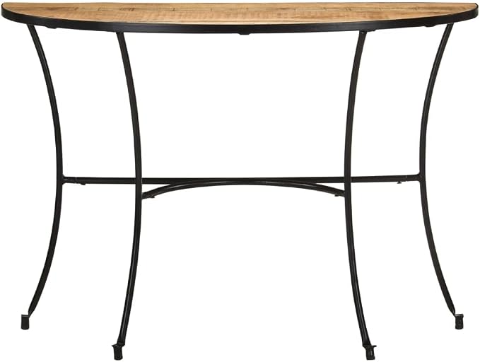 Solid Mango Wood Half Circle Side Table by Unknown