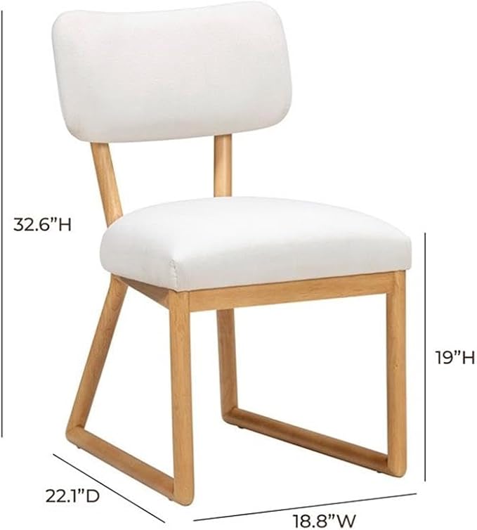 Pemberly Row Contemporary Dining Chair, Cream Recycled Fabric Upholstery - Image 3