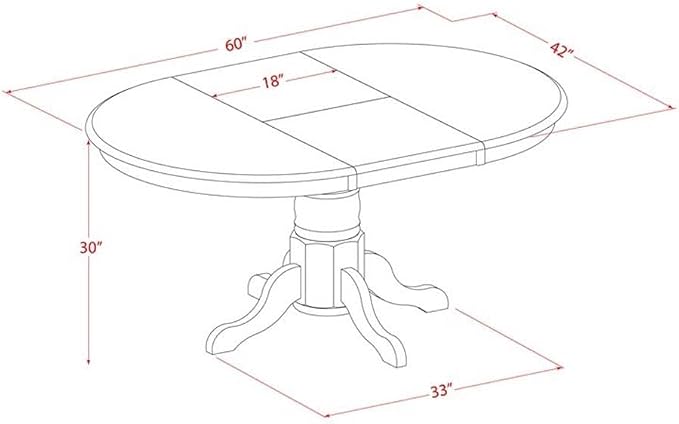 East West Furniture AVT-WHI-TP Avon Dining Table - Image 3