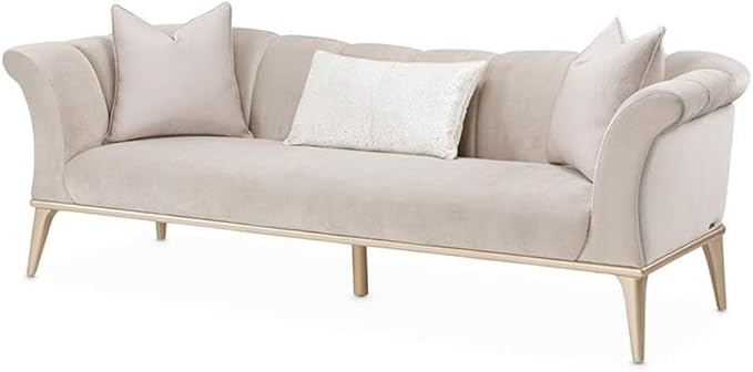 MICHAEL AMINI Yvette Sofa in Porcini Velvet and Champagne Wood Frame by Michael+Amini