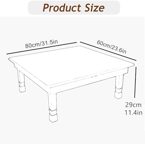 Korean Style Folding Solid Wood Low Table, Rectangle Meditation & Tea Table - Image 2