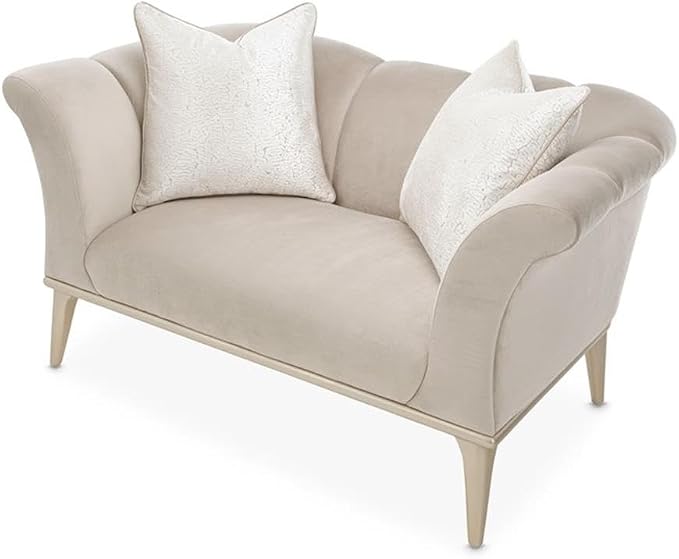 MICHAEL AMINI Yvette Chair and a Half in Porcini Velvet and Champagne Wood Frame - Image 10