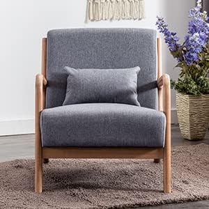 ANJ Mid Century Modern Accent Chairs Set of 2, Comfy Fabric Reading Chair - Image 7