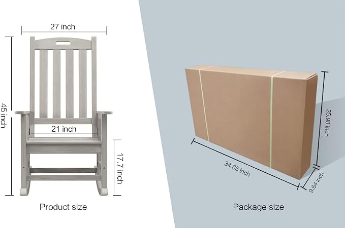 Psilvam Oversized Outdoor Rocking Chair Set of 2, Porch Rocker - Image 8