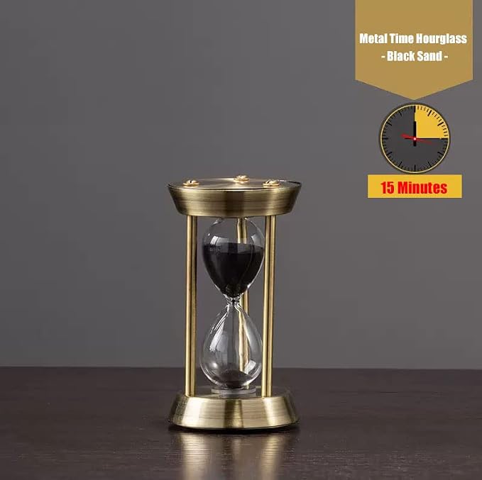 Hourglass Timer, 15 Minutes Hourglass Timer, Embossed White Sand Metal Glass - Image 2