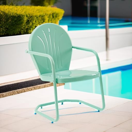 Crosley Furniture Griffith Outdoor Chair, Retro Metal Patio Chairs - Image 2