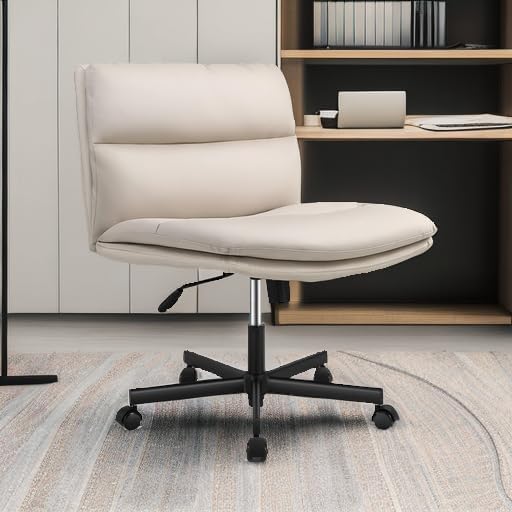 EMIAH Criss Cross Chair with Wheels Home Office Desk Chairs PU-Padded Vanity - Image 6