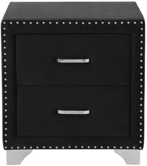 Pemberly Row Contemporary Upholstered 2-Drawer Nightstand, Soft Grey Velvet - Image 7