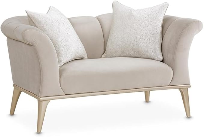 MICHAEL AMINI Yvette Chair and a Half in Porcini Velvet and Champagne Wood Frame - Image 6