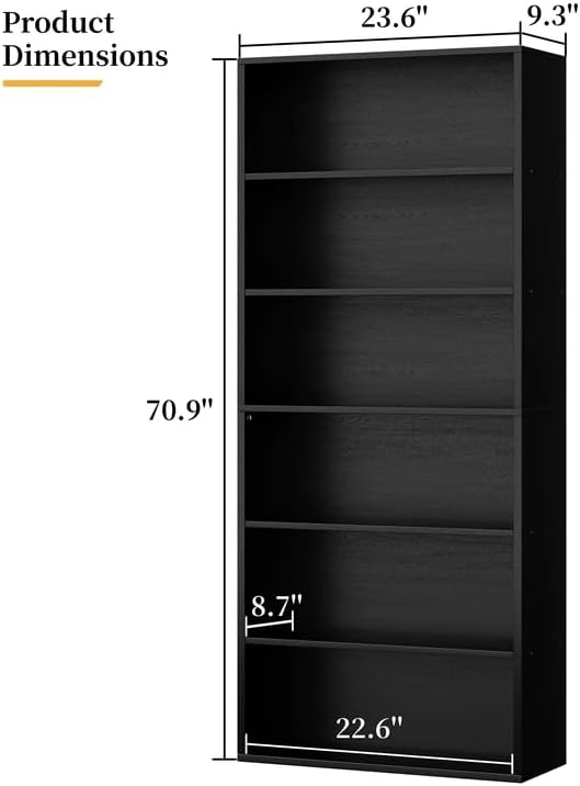 Shintenchi Bookshelf, 6-Tier Open Bookcase and Bookshelves, 6 Shelf Display - Image 3