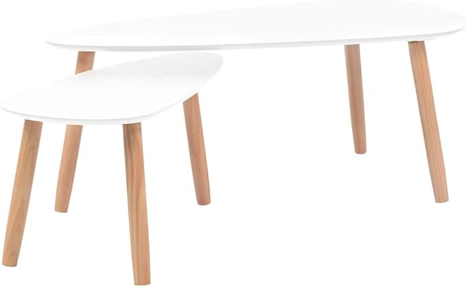 Coffee Table Set of 2, Scandinavian Oval Wood Nesting Tables - Image 2