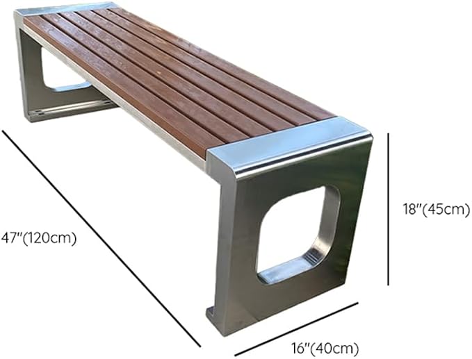 LITFAD Outdoor Indoor Bench Stainless Steel Metal Park Bench - Image 2