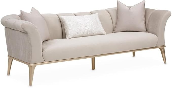 MICHAEL AMINI Yvette Sofa in Porcini Velvet and Champagne Wood Frame - Image 4