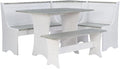 Linon Jackie Two Tone Pine Wood Coastal Corner Dining Nook in Graywash/White by Linon