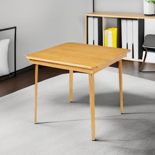 MECO Stakmore Classic Straight Edge Square Wood Folding Card Table, Oak - Image 5