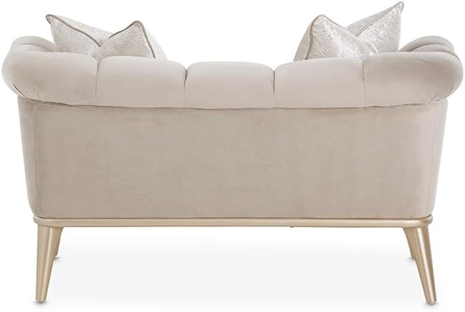 MICHAEL AMINI Yvette Chair and a Half in Porcini Velvet and Champagne Wood Frame - Image 9