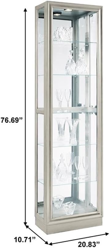Pulaski Furniture Hardwood Side Entry Curio Cabinet in Platinum Silver Finish - Image 2