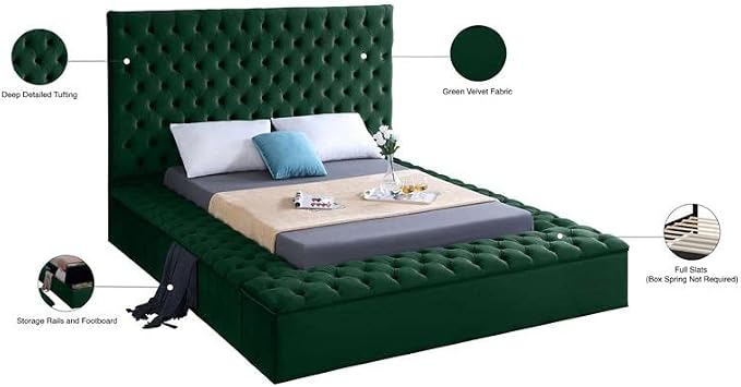 Meridian Furniture Bliss Collection Modern | Contemporary Velvet Upholstered Bed - Image 7