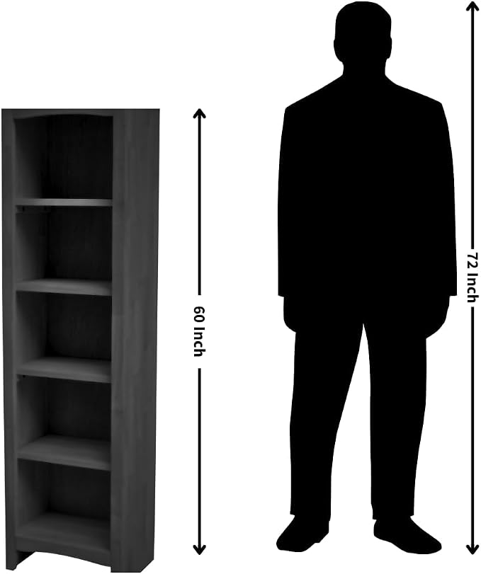 International Concepts Narrow Shaker Bookcase, 60-Inch High, Small Space - Image 11
