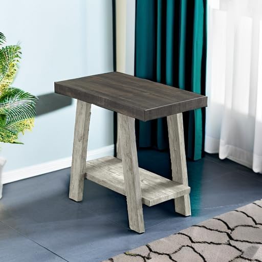 Roundhill Furniture Athens Contemporary Two-Tone Wood Shelf Side Table - Image 5