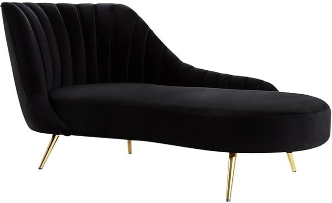 Home Square 2-Piece Set with Velvet Accent Chair and Chaise in Black and Gold - Image 5