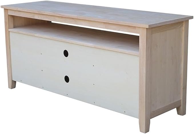Entertainment TV Stand with 2 Doors Unfinished Solid Parawood 57"W x 18"D x 26"H - Image 4