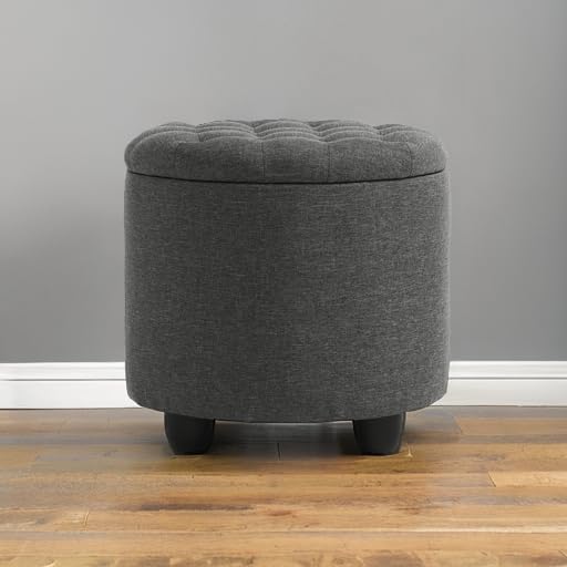 Furniliving 19 Inch Storage Round Ottoman, Footstools - Image 6