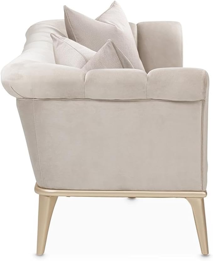 MICHAEL AMINI Yvette Sofa in Porcini Velvet and Champagne Wood Frame - Image 5