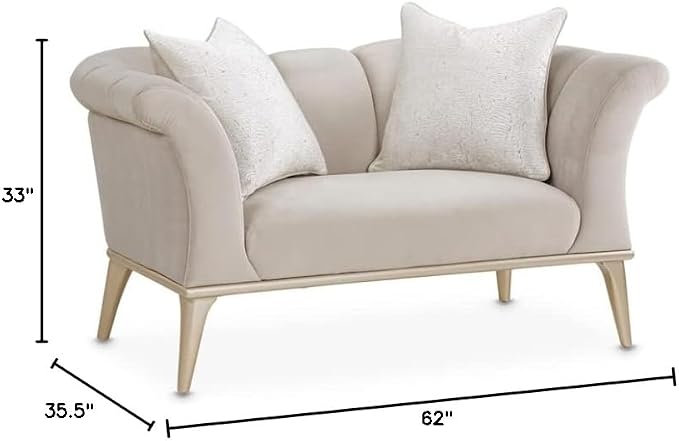 MICHAEL AMINI Yvette Chair and a Half in Porcini Velvet and Champagne Wood Frame - Image 3