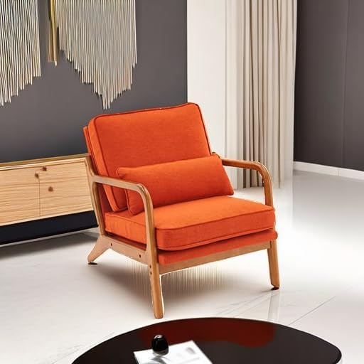 Bonnlo Burnt Orange Accent Chairs Set of 2, Upholstered Mid Century Modern - Image 5