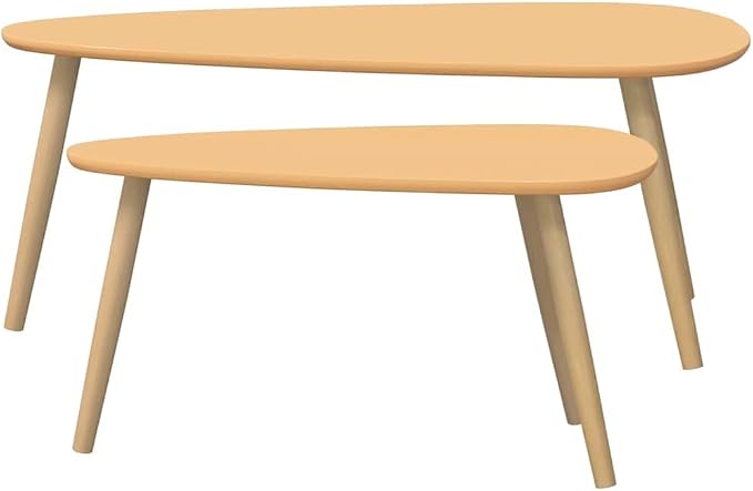 Coffee Table Set of 2, Nesting Living Room Tables, Solid Pine Wood and MDF - Image 5