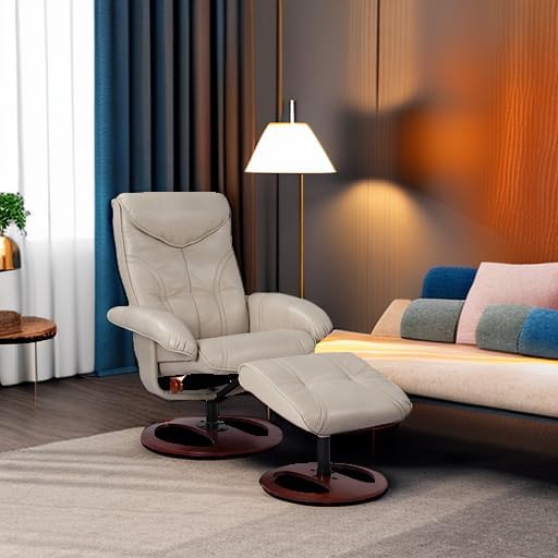 Benchmaster Newport Taupe Swivel Faux Leather Recliner Chair - Image 5