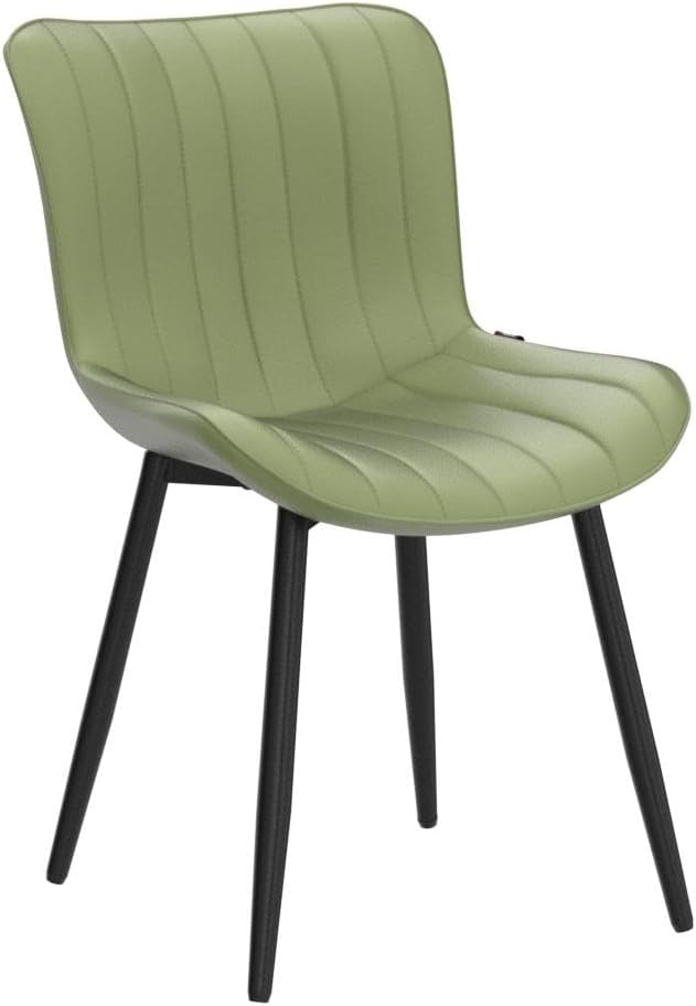 YOUNUOKE Mid-Century Modern Dining Chairs Set of 2, Olive Green Faux Leather - Image 5