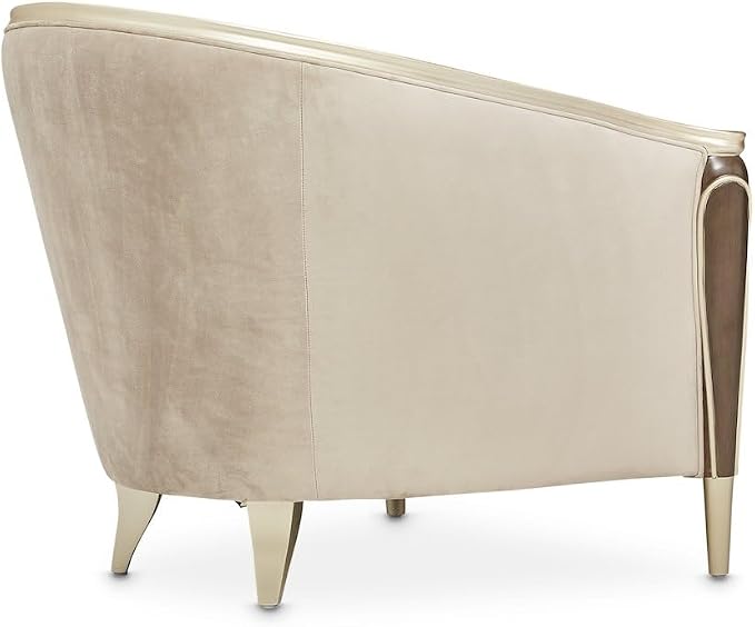 Michael Amini Villa Cherie Brown Side Chair Porcini Velvet Upholstery Solid & - Image 6