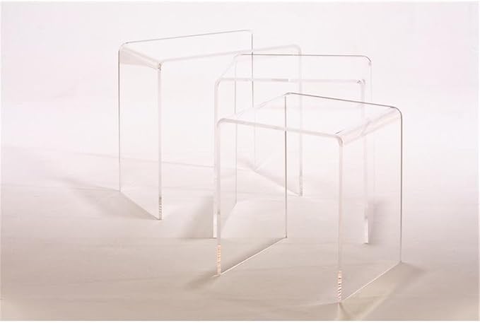 Pemberly Row Clear Acrylic Nesting Tables, Lucite Material, Waterfall Edge - Image 3