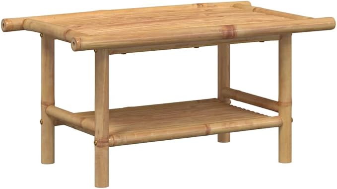 Bamboo Fiber Coffee Table with Storage Shelf, Eco-Friendly Modern Square Design - Image 6