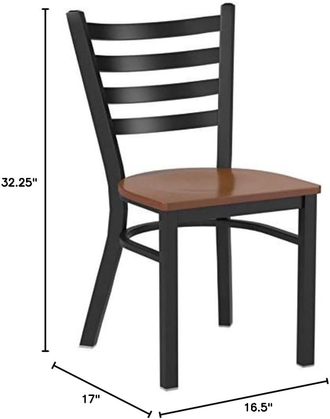 Flash Furniture 2 Pack HERCULES Series Black Ladder Back Metal Restaurant Chair - Image 3
