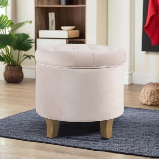 Homepop Home Decor | Upholstered Round Velvet Tufted Foot Rest Ottoman | Ottoman - Image 8