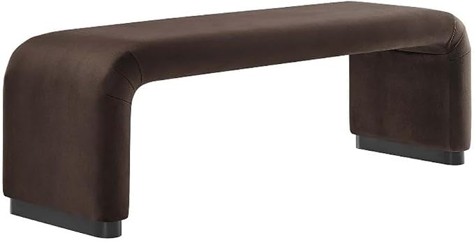 Modway EEI-6734-BLK-CHB Koda Performance Velvet Waterfall Long Bench by Modway