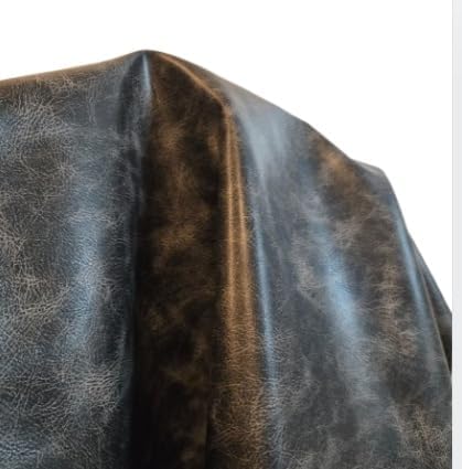 Black Vintage Distressed Soft Faux Leather Fabric PU Peta Approved Vegan - Image 6