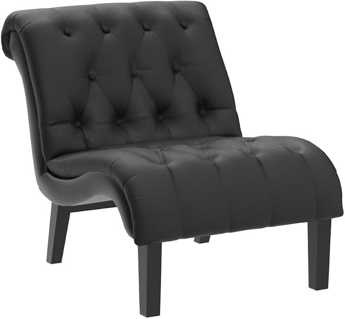 PU Leather Accent Chairs Set of 2 Button Tufted Upholstered Modern Armless - Image 5