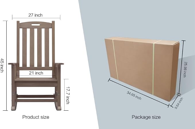 Psilvam Oversized Outdoor Rocking Chair Set of 2, Porch Rocker - Image 8