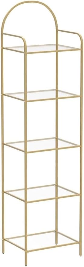 Hzuaneri Bookcase Bookshelf, Tempered Glass Bookshelves, Slim Shelving Unit - Image 4