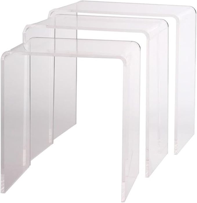 Pemberly Row Clear Acrylic Nesting Tables, Lucite Material, Waterfall Edge by PEMBERLYROW