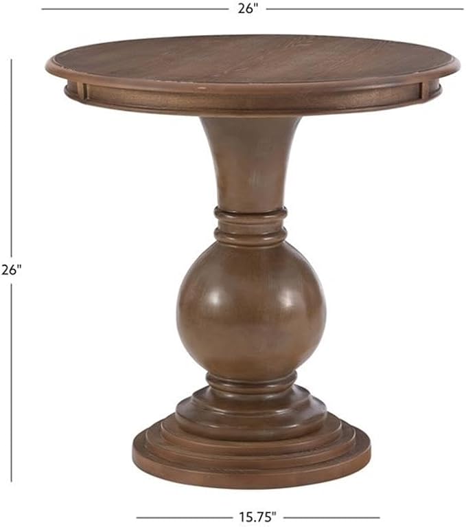 Pemberly Row Round Wood Accent Table, 26.5" High, Rustic Natural Finish - Image 3