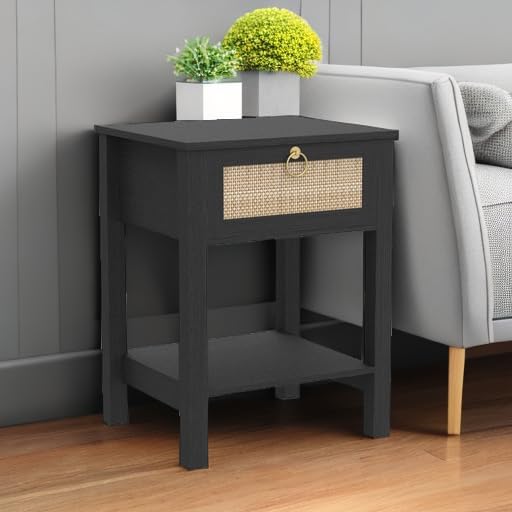 SICOTAS Rattan Nightstand Set of 2, Rattan Decor Drawer - Image 6