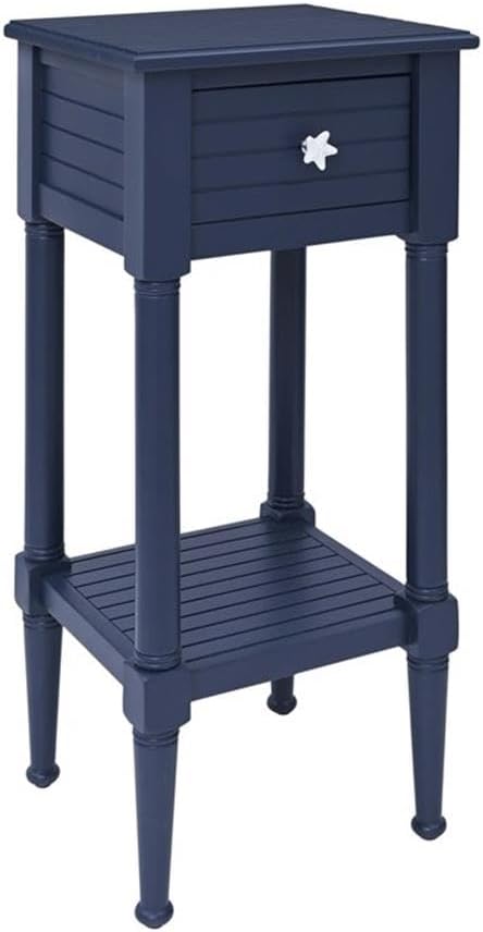 Linon Styers Wood Accent Starfish Coastal Side Table in Navy by Linon