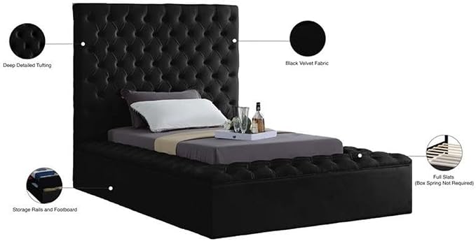 Meridian Furniture Bliss Collection Modern | Contemporary Velvet Upholstered Bed - Image 6